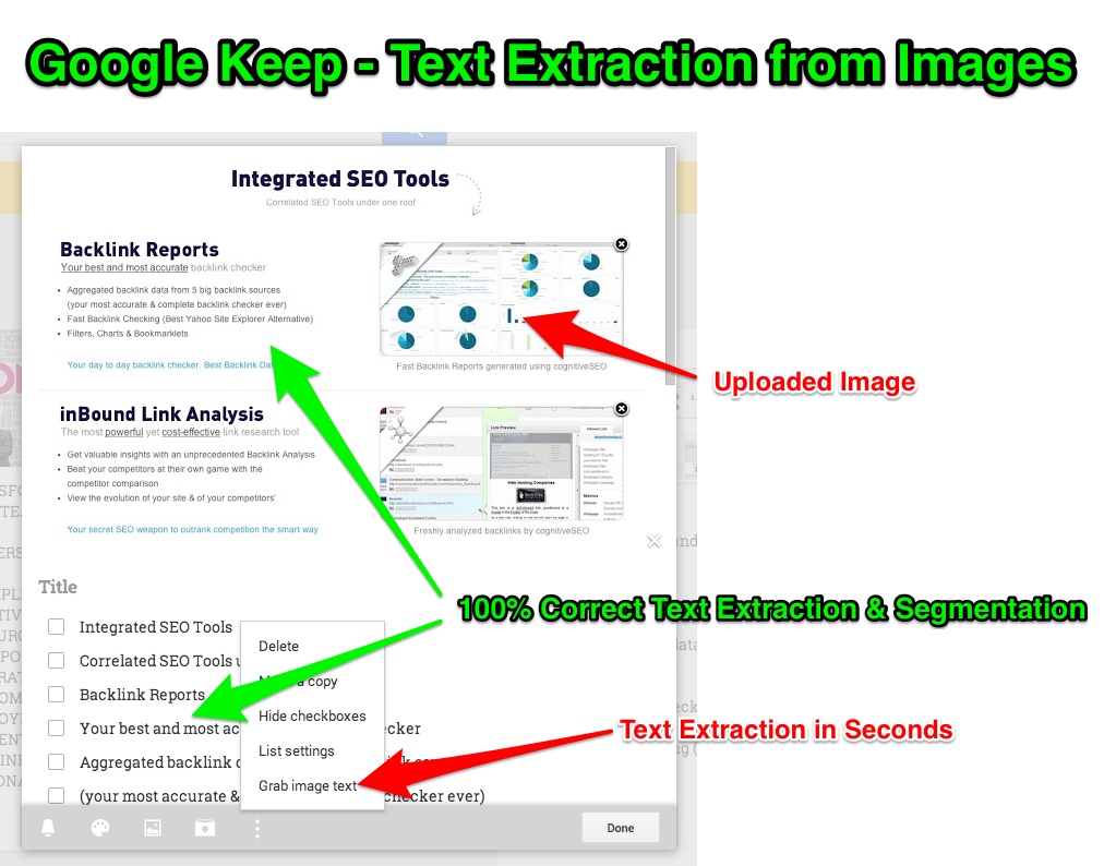 Google Keep Text Extraction from Images