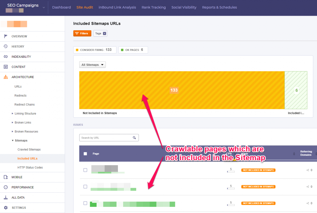 CognitiveSEO Sitemap Audit Tool